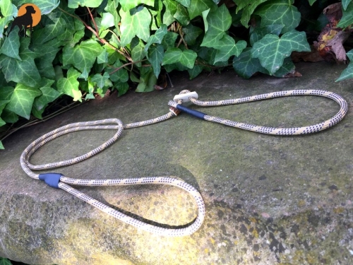 Moxonleine mit Zugstop, 6mm x 130cm, Beige-Marine