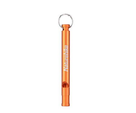 Aluminium Signalpfeife / Schlüsselanhänger, ca. 7cm, orange