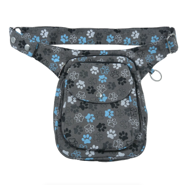 Gassi-Tasche Canvas Bauchtasche Hundepfoten Motiv Freiburg, Grau