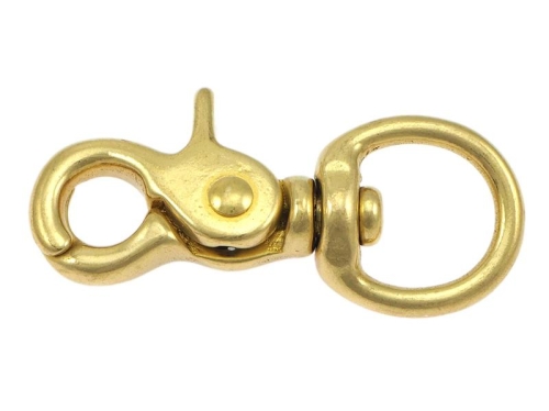 Zügelkarabinerhaken Messing, 70 x 16mm, für Seile bis 20mm