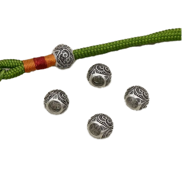 Vintage Spacer-Perle rund 10mm / Loch: 5mm, Silber
