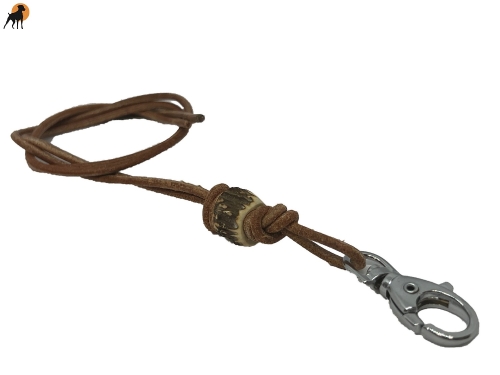 Pfeifenband Horny aus Rundleder/Horn mit Karabiner
