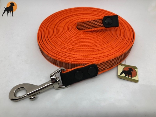 HWP Sportleine/Schleppleine gummiert 15mm, Karabinerhaken/Handschlaufe/Länge wählbar
