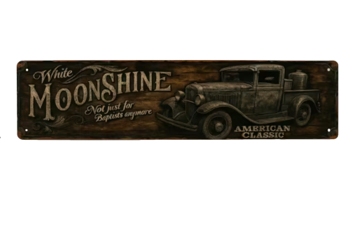Moonshine Vintage Blechschild Moonshine Schriftzug American Classic, gerade, Metall, ca. 10 x 40cm