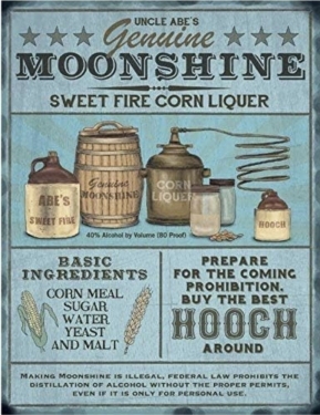 Moonshine Vintage Blechschild Destille, Metall, Hellblau, ca. 30 x 20cm