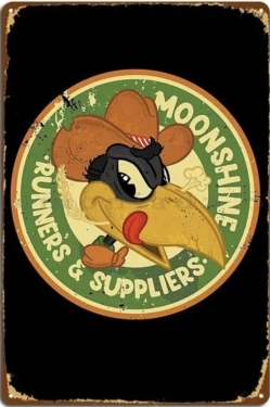 Moonshine Vintage Blechschild Moonshine Runners, Metall, Schwarz, ca. 30 x 20cm