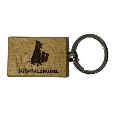 Schlüsselanhänger aus Holz, eckig, ca. 5x3cm, inkl. individueller Lasergravur