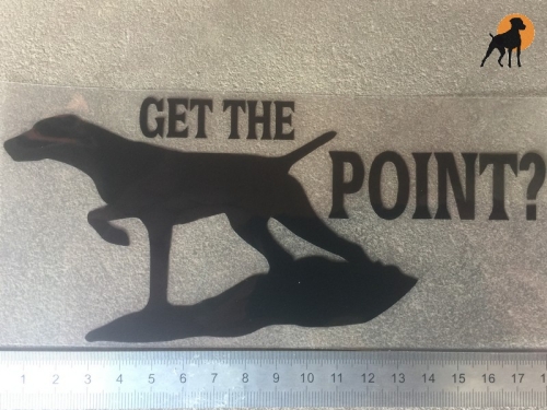 Vinyl Aufkleber Silhouette Magyar Vizsla / GET THE POINT, ca. 18 x 8cm, Wetterfest, schwarz