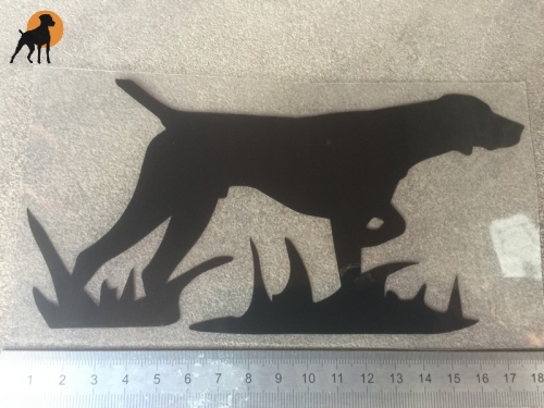 Vinyl Aufkleber Silhouette Magyar Vizsla 2, ca. 18 x 9cm, Wetterfest, schwarz