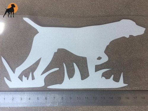Vinyl Aufkleber Silhouette Magyar Vizsla 2, ca. 18 x 9cm, Wetterfest, weiß