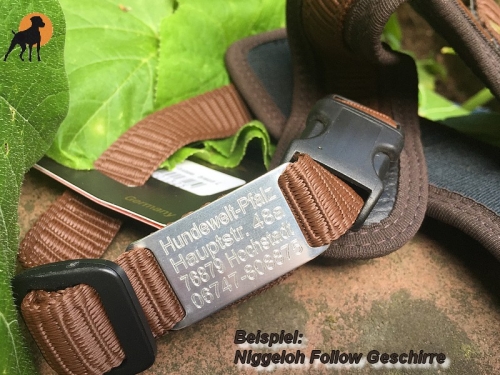 Halsband Gravurplatte / DogTag für Bänder bis 20mm, inkl. Wunschgravur