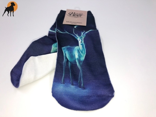 Sneaker-Motivsocken, Motiv: Hirsch im Mondlicht, Einheitsgröße bis Gr. 37/40