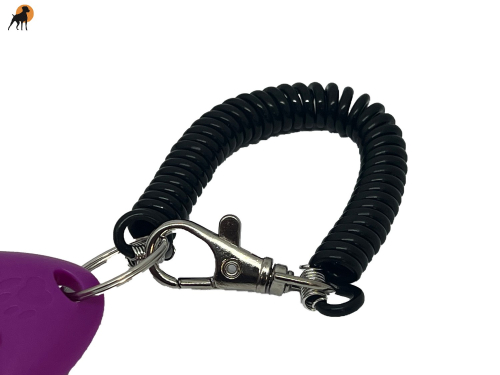 Spiralkabel mit Metallkarabiner, schwarz
