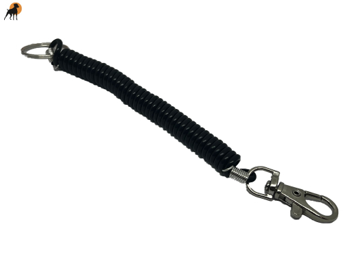 Spiralkabel mit Metallkarabiner, schwarz
