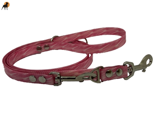 TPU Führleine 3-fach verstellbar, 19x230cm, Rosa Geflammt, Beschläge nach Wahl !