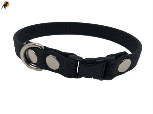 HWP TPU Hexa Maßhalsband FUN 13mm, gummiert, mit PVC Verschluß, schwarz