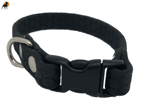 HWP TPU Hexa Maßhalsband FUN 9mm, gummiert, mit PVC Verschluß, schwarz