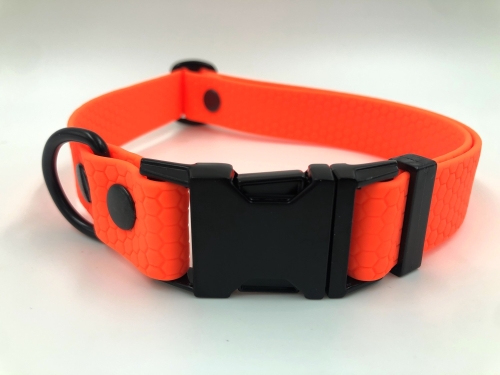 TPU Bark Halsband 20mm mit Metallverschluß und Gravur, verstellbar 20mm x 35-50cm, schwarz