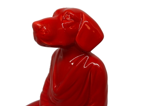 Buddha Figur Vizsla / Weimaraner / DK aus Keramik, Farbe: Rot
