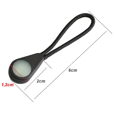 Reißverschluß-Zipper fluoriszierend, 1,2 x 6cm, schwarz