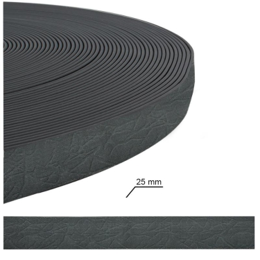 Gurtschloss Adapter mit Schlaufe aus gummiertem BARK-Gurtband, 25mm, schwarz