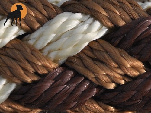 Tauwerk Doppelführleine G2, handgeflochten, 3-fach verstellbar, 12mm x 230cm, Cappuccino