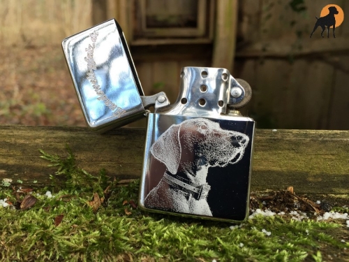 Benzinfeuerzeug WEIMARANER inkl. Bildgravur