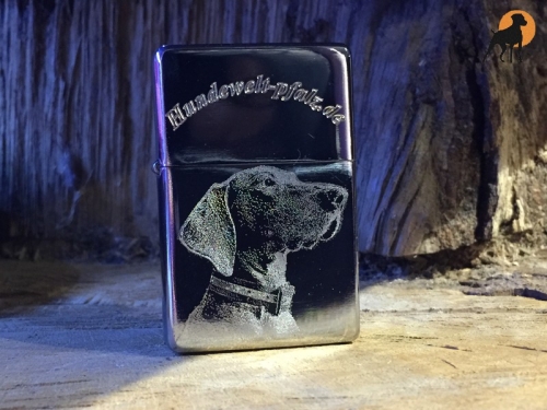 Benzinfeuerzeug WEIMARANER inkl. Bildgravur