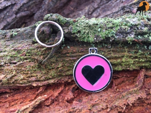 Hundemarke Herz, 22mm, Rosa - inkl. Wunschgravur -