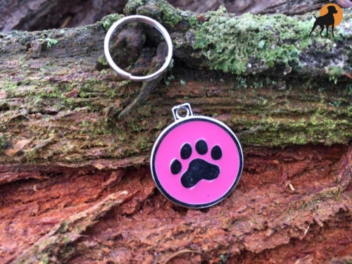 Hundemarke Pfote, 22mm, Rosa - inkl. Wunschgravur -