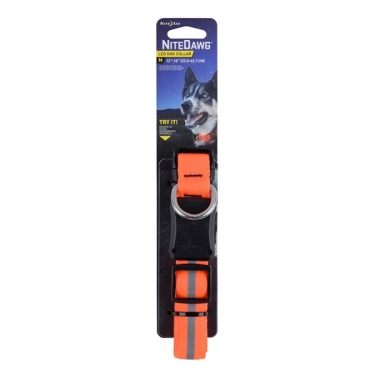 Nite Dawg LED Dog Collar, Gr.2 ca. 33-46cm, Orange - Kopie