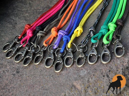 Nylon Pfeifenband Basic Antik 3mm mit Karabiner Altmessing