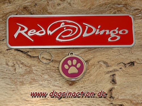 Red Dingo Hundemarke Pfote 30mm, mit Gravur, Lila